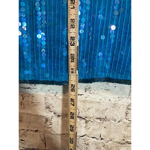 Vintage Saks Fifth Avenue Top Women Large Natural Silk All Over Sequin & Beading - Picture 8 of 12